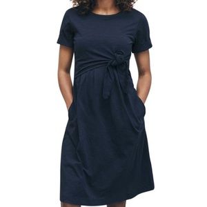 Boob Design Suki Maternity Nursing Postpartum Cotton Dress Navy Midnight Blue, S